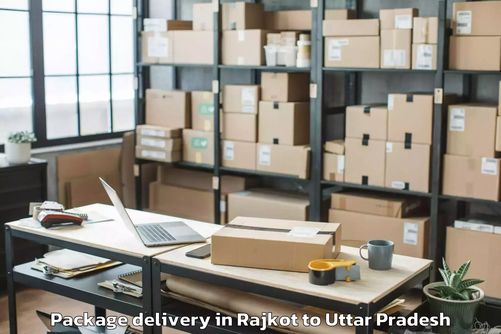 Reliable Rajkot to Gardens Galleria Lucknow Package Delivery